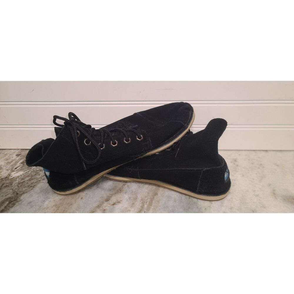 TOMS Womens Tomboy Black Suede Lace-Up Ankle Boots Size 9.5